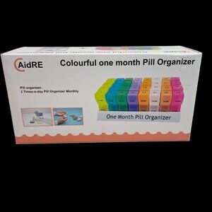 Colourful One Month Pill Organizer With 32 Compartments For AM & PM Use By AidRE